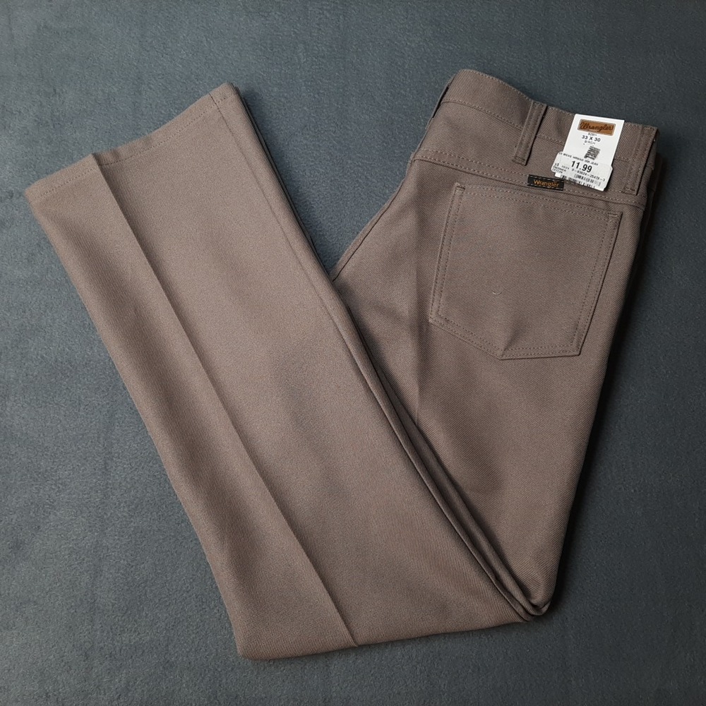 VINTAGE Wrangler Dress Jeans Mens 33x30 Brown Polyester Pants Formal 82HU NEW